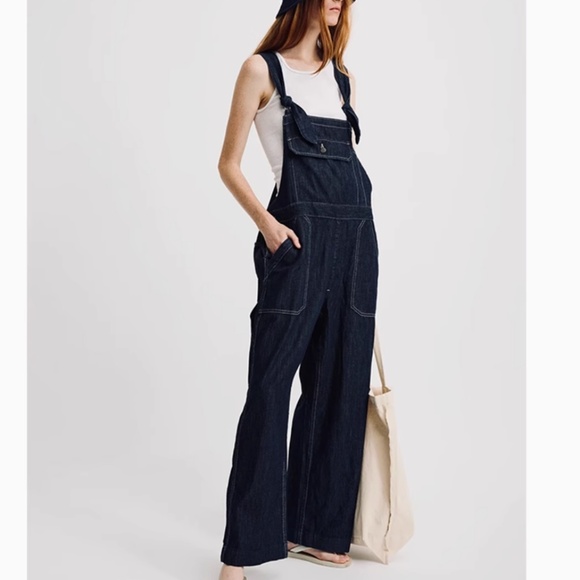 NWT Denimist Tie Strap Relaxed Overall - Drapey Rinse Indigo Causal All in One - Picture 2 of 12